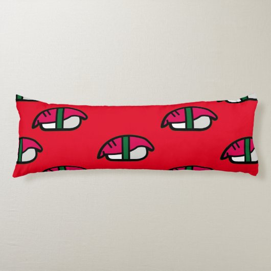 Cartoon Kawaii Sushi, visrijst en zeewier Lichaamskussen (Voorkant)