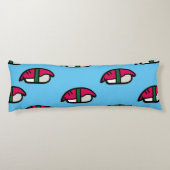 Cartoon Kawaii Sushi, visrijst en zeewier Lichaamskussen (Achterkant)