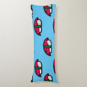 Cartoon Kawaii Sushi, visrijst en zeewier Lichaamskussen (Voorkant Verticaal)