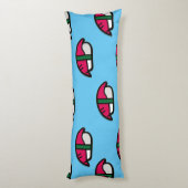Cartoon Kawaii Sushi, visrijst en zeewier Lichaamskussen (Achterkant (Verticaal))