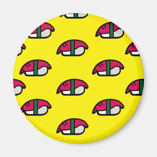 Cartoon Kawaii Sushi, visrijst en zeewier Magnet (Voorkant)