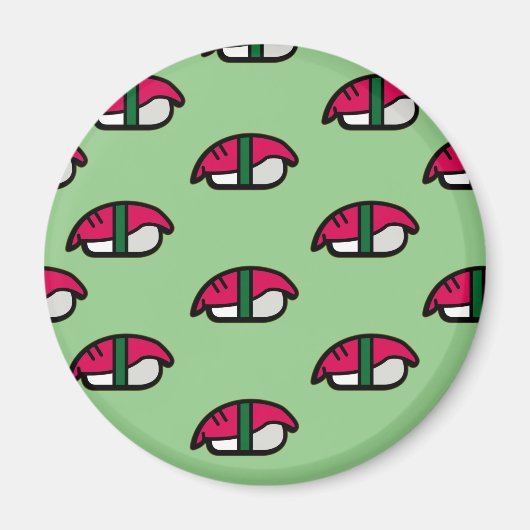 Cartoon Kawaii Sushi, visrijst en zeewier Magnet (Voorkant)