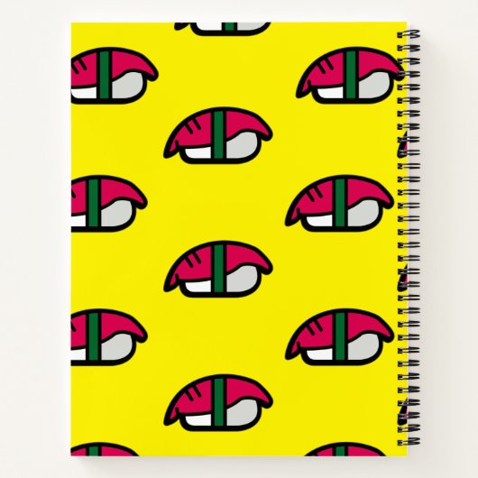 Cartoon Kawaii Sushi, Visrijst en zeewier Notitieb Notitieboek (Achterkant)