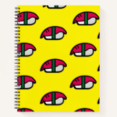 Cartoon Kawaii Sushi, Visrijst en zeewier Notitieb Notitieboek (Voorkant)