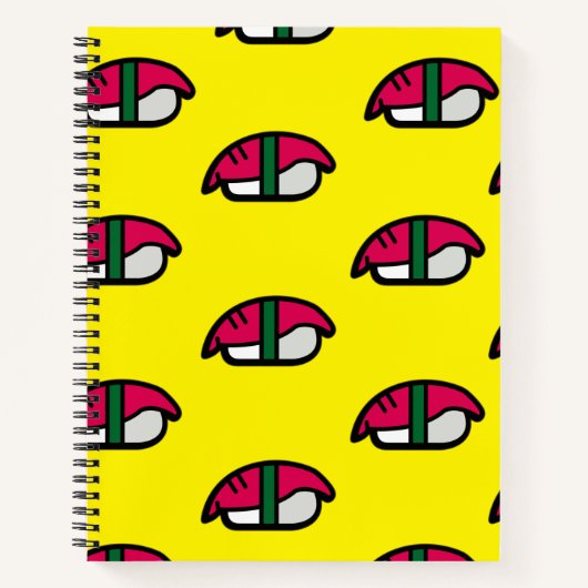 Cartoon Kawaii Sushi, Visrijst en zeewier Notitieb Notitieboek (Voorkant)