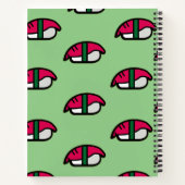 Cartoon Kawaii Sushi, Visrijst en zeewier Notitieb Notitieboek (Achterkant)