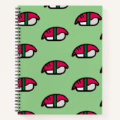 Cartoon Kawaii Sushi, Visrijst en zeewier Notitieb Notitieboek (Voorkant)