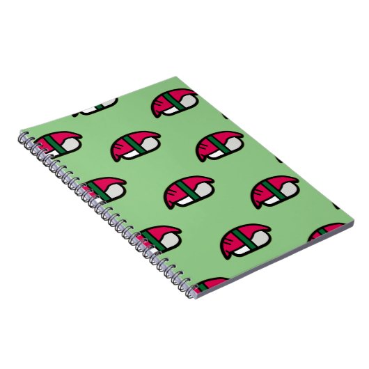 Cartoon Kawaii Sushi, Visrijst en zeewier Notitieb Notitieboek (Rechterzijde)