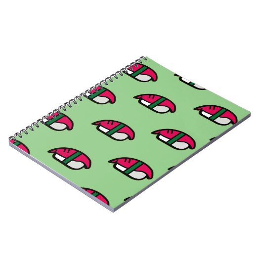 Cartoon Kawaii Sushi, Visrijst en zeewier Notitieb Notitieboek (Linkerzijde)