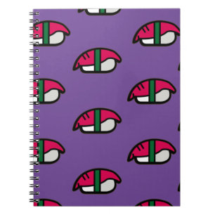 Cartoon Kawaii Sushi, Visrijst en zeewier Notitieb Notitieboek