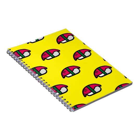 Cartoon Kawaii Sushi, Visrijst en zeewier Notitieb Notitieboek (Rechterzijde)