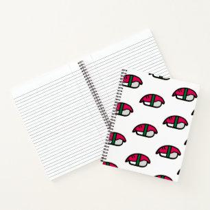 Cartoon Kawaii Sushi, visrijst en zeewier Notitieboek