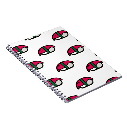 Cartoon Kawaii Sushi, visrijst en zeewier Notitieboek (Rechterzijde)