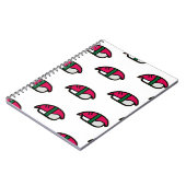 Cartoon Kawaii Sushi, visrijst en zeewier Notitieboek (Linkerzijde)