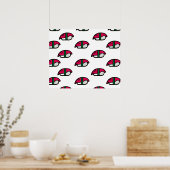 Cartoon Kawaii Sushi, visrijst en zeewier Poster (Keuken)