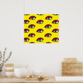 Cartoon Kawaii Sushi, Visrijst en zeewier Poster (Keuken)