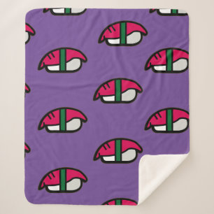 Cartoon Kawaii Sushi, visrijst en zeewier Sherpa Deken