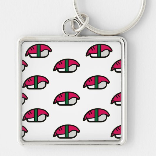 Cartoon Kawaii Sushi, visrijst en zeewier Sleutelhanger (Voorkant)