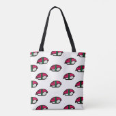 Cartoon Kawaii Sushi, visrijst en zeewier Tote Bag (Achterkant)