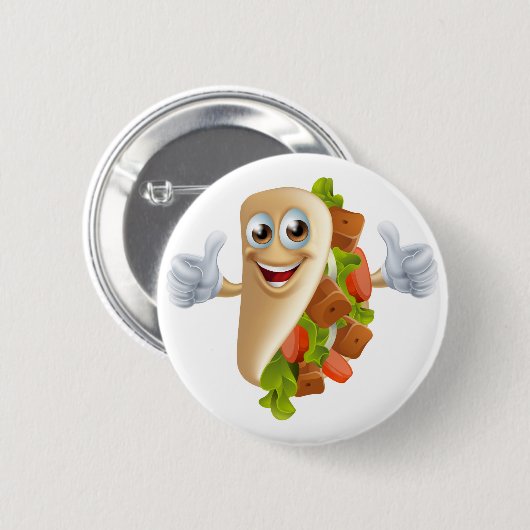 Cartoon Kebab Man Ronde Button 5,7 Cm (Voorkant /achterkant)