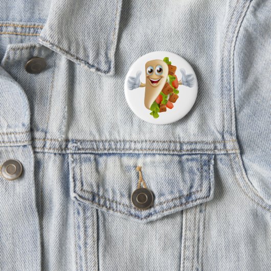 Cartoon Kebab Man Ronde Button 5,7 Cm (In situ)