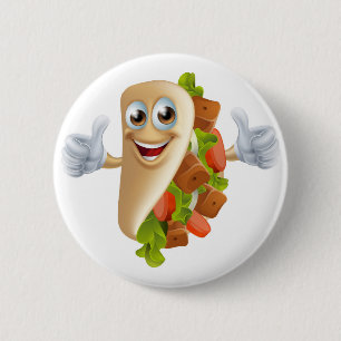 Cartoon Kebab Man Ronde Button 5,7 Cm