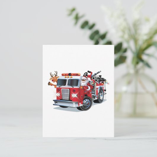 Cartoon Kerst brandwagen (Staand voorkant)