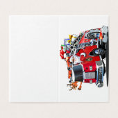 Cartoon Kerst brandwagen Kaart (Buitenkant ongevouwen)