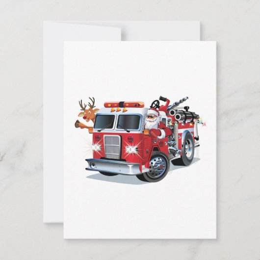 Cartoon Kerst brandweerwagen (Voorkant)