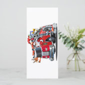Cartoon Kerst brandweerwagen (Staand voorkant)