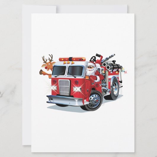Cartoon Kerst brandweerwagen (Voorkant)