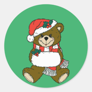 Cartoon Kerst Dier Teddy Bear Art Ronde Sticker