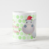 Cartoon Kerst Hippopotamus Jumbo Mok (Voorkant)
