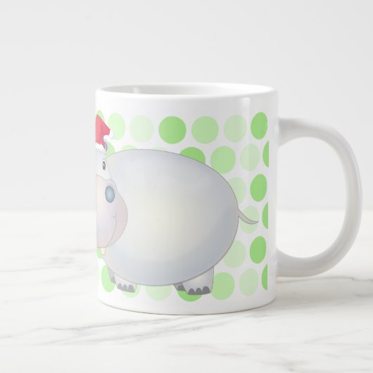 Cartoon Kerst Hippopotamus Jumbo Mok (Rechts)