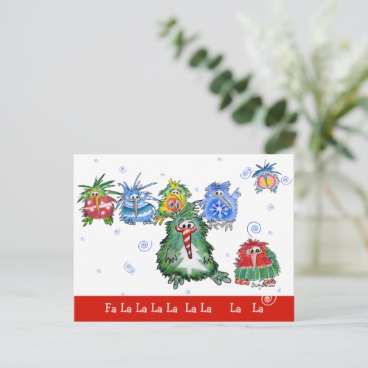 Cartoon Kerst Kiwi Vogels Grappig Briefkaart (Staand voorkant)