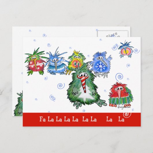 Cartoon Kerst Kiwi Vogels Grappig Briefkaart (Voorkant / Achterkant)