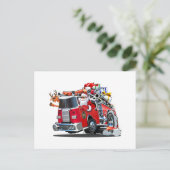 Cartoon kerstakelwagen briefkaart (Staand voorkant)