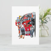 Cartoon kerstakelwagen feestdagenkaart (Staand voorkant)