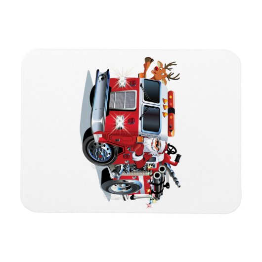 Cartoon kerstakelwagen magneet (Horizontaal)