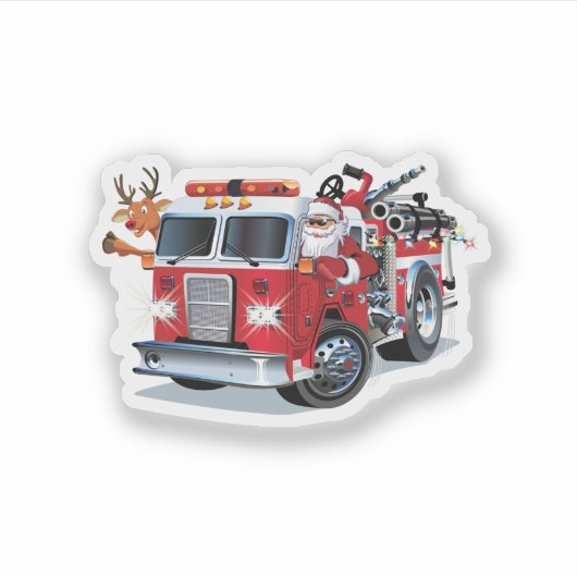 Cartoon kerstakelwagen sticker (Voorkant)