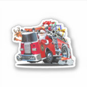 Cartoon kerstakelwagen sticker (Voorkant)
