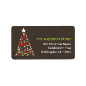 Cartoon kerstboom Kinder vakantieadres Etiket (Voorkant)