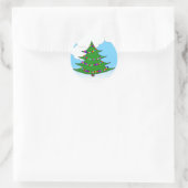 Cartoon kerstboom ronde sticker (Tas)