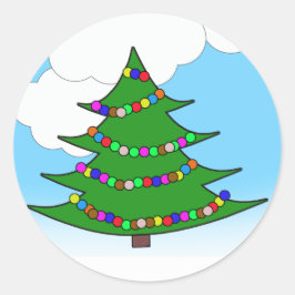 Cartoon kerstboom ronde sticker