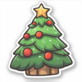 Cartoon kerstboom sticker (Voorkant)