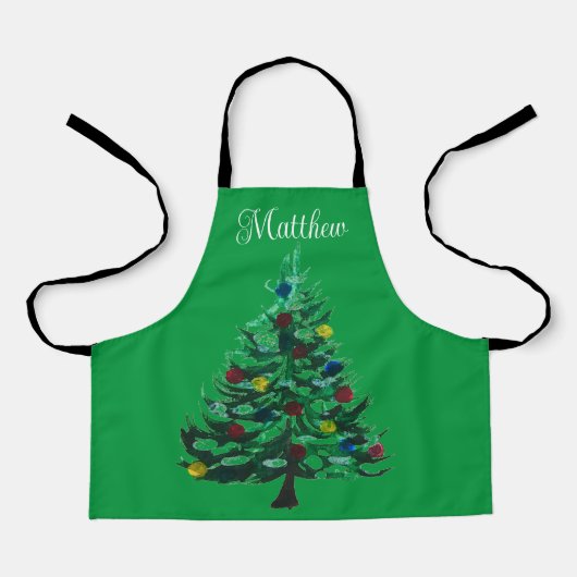 Cartoon kerstboom winter Kinder winter Schort (Voorkant)