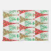 cartoon kerstboomkeuken uit de jaren 1950 theedoek (Horizontaal)