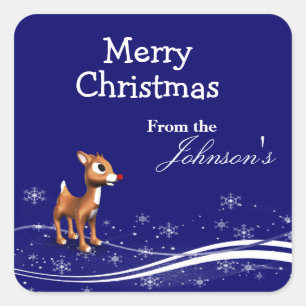 Cartoon kerstcadeautags vierkante sticker