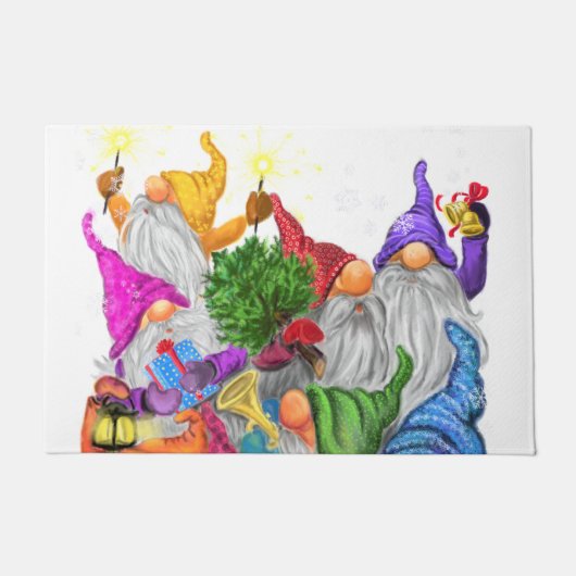 Cartoon kerstdeuren Gift Gnome Party Deurmat (Voorkant)