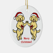 Cartoon kerstgeel labradors keramisch ornament (Rechts)
